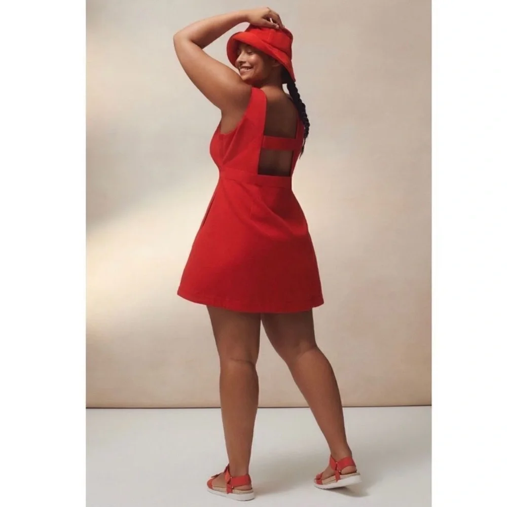 NWT Anthropologie - Maeve Red Sleeveless Scoopneck Mini Dress - Picture 8 of 10